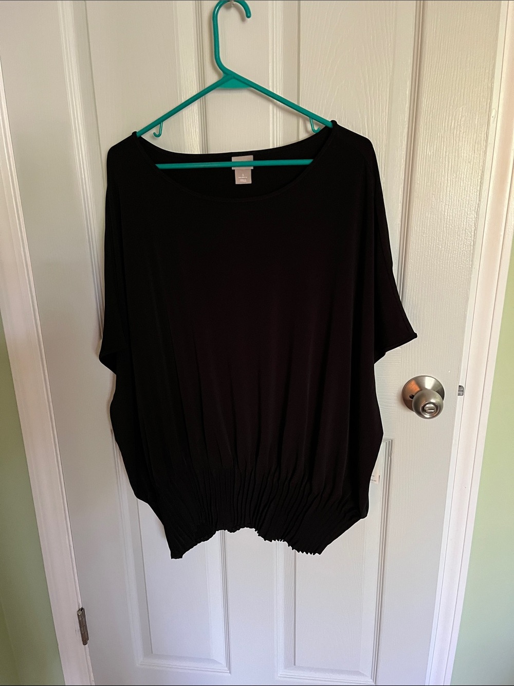 Chico's Black Batwing Tunic with Ruched Hem